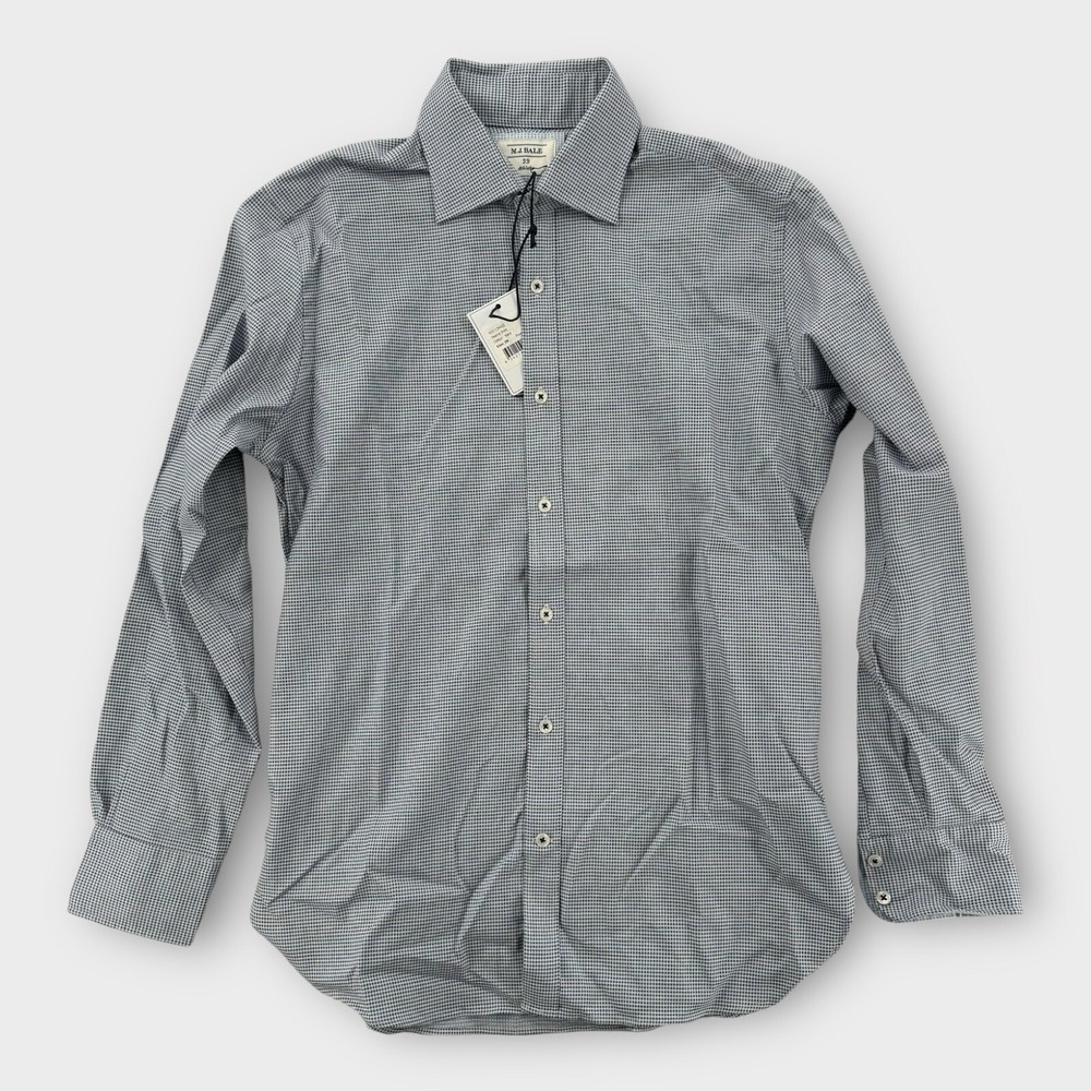 MJ Bale Dress Shirt Mens 39 Athletic Pearce Navy‎ Blue Cotton Australia LS NEW